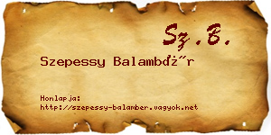 Szepessy Balambér névjegykártya